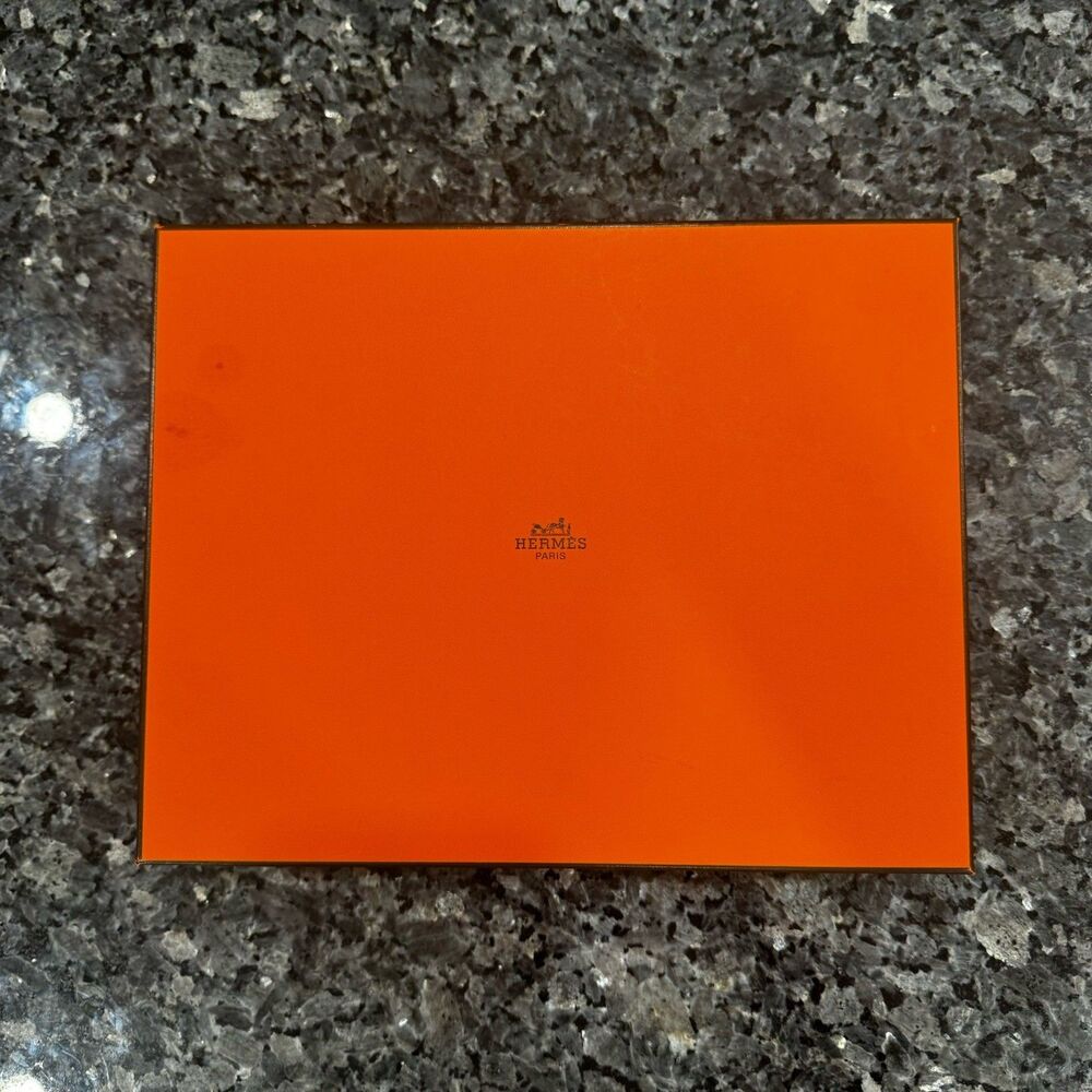 HERMES Paris Orange Ribbon Tissue Paper Shopping Empty Box 11 x 9 x 3